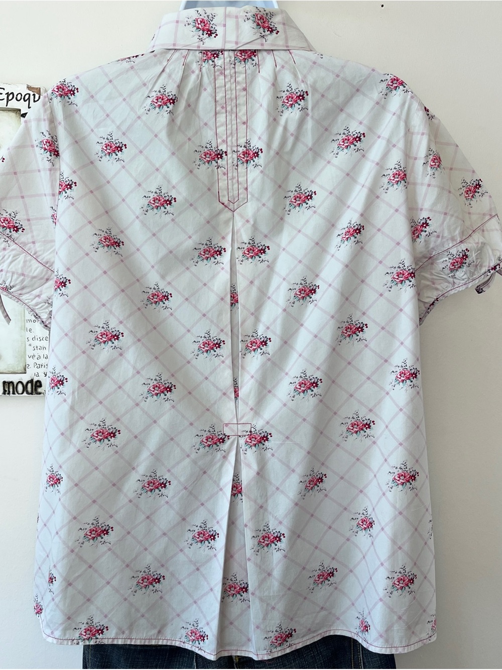 Odille Anthropologie White Short Sleeve Floral Cotton Whimsy Women’s Top Size 10 - Picture 4 of 8